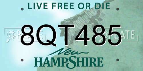 8QT485 New Hampshire License Plate