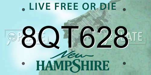 8QT628 New Hampshire License Plate