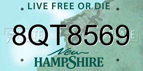 8QT8569 New Hampshire License Plate