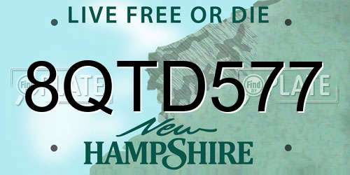8QTD577 New Hampshire License Plate