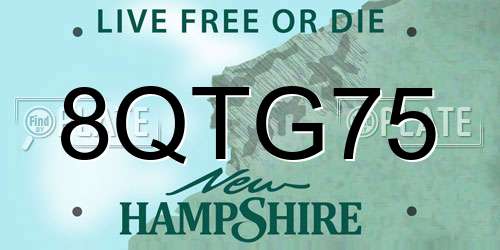 8QTG75 New Hampshire License Plate