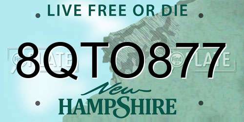 8QTO877 New Hampshire License Plate