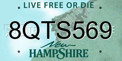 8QTS569 New Hampshire License Plate