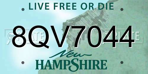 8QV7044 New Hampshire License Plate