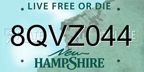 8QVZ044 New Hampshire License Plate