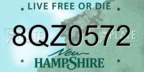 8QZ0572 New Hampshire License Plate