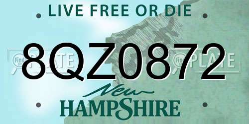 8QZ0872 New Hampshire License Plate