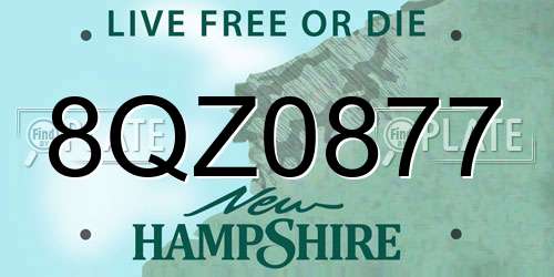 8QZ0877 New Hampshire License Plate