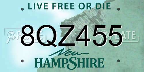 8QZ455 New Hampshire License Plate