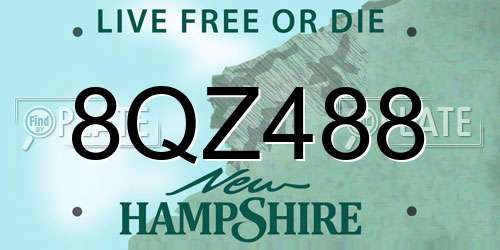 8QZ488 New Hampshire License Plate