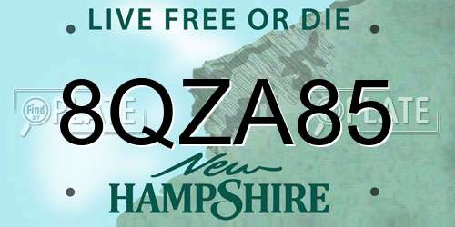 8QZA85 New Hampshire License Plate