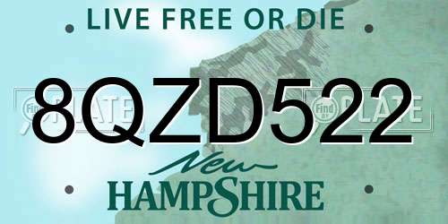 8QZD522 New Hampshire License Plate