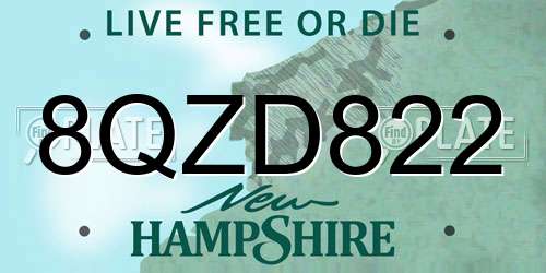 8QZD822 New Hampshire License Plate