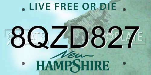 8QZD827 New Hampshire License Plate
