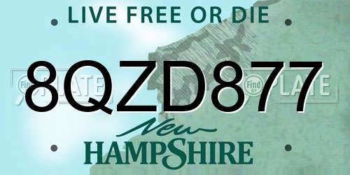 8QZD877 New Hampshire License Plate