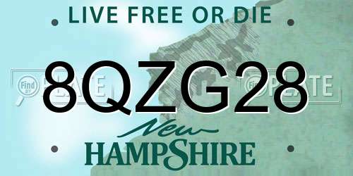 8QZG28 New Hampshire License Plate