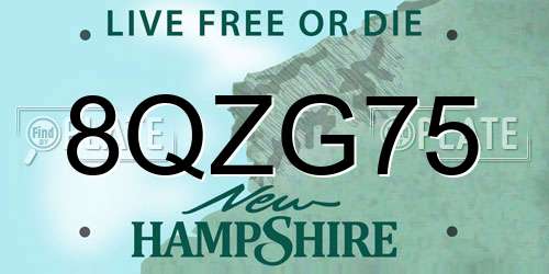 8QZG75 New Hampshire License Plate