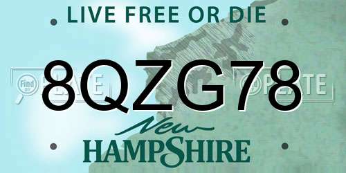 8QZG78 New Hampshire License Plate