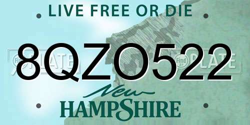 8QZO522 New Hampshire License Plate