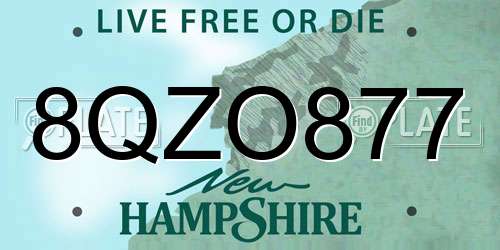 8QZO877 New Hampshire License Plate