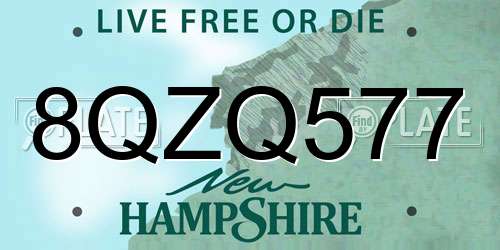 8QZQ577 New Hampshire License Plate
