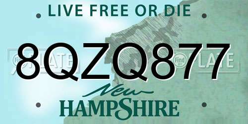 8QZQ877 New Hampshire License Plate