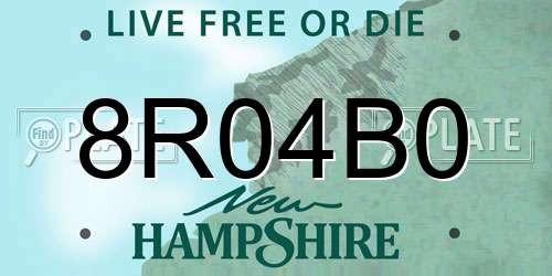 8R04B0 New Hampshire License Plate