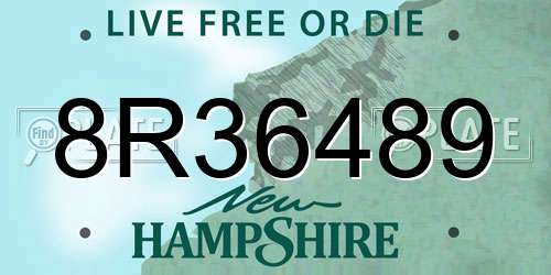 8R36489 New Hampshire License Plate