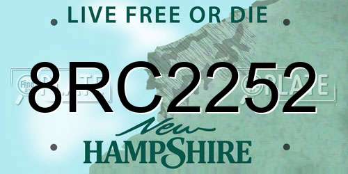 8RC2252 New Hampshire License Plate