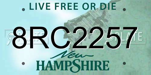 8RC2257 New Hampshire License Plate