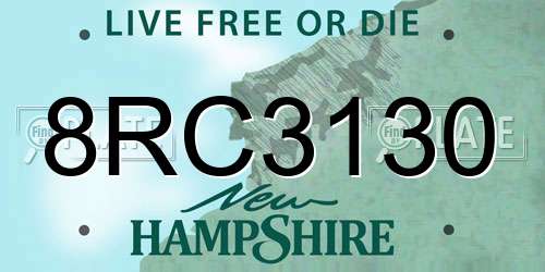 8RC3130 New Hampshire License Plate
