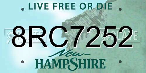8RC7252 New Hampshire License Plate