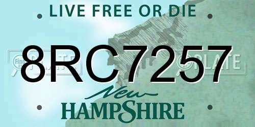 8RC7257 New Hampshire License Plate