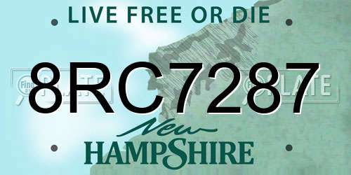 8RC7287 New Hampshire License Plate