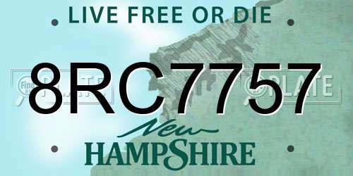 8RC7757 New Hampshire License Plate