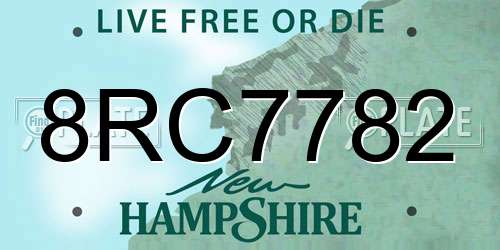 8RC7782 New Hampshire License Plate