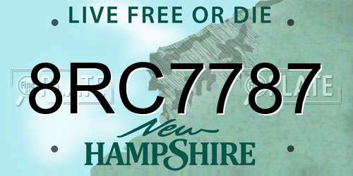 8RC7787 New Hampshire License Plate