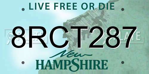 8RCT287 New Hampshire License Plate