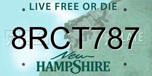 8RCT787 New Hampshire License Plate
