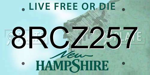8RCZ257 New Hampshire License Plate