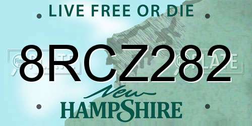 8RCZ282 New Hampshire License Plate
