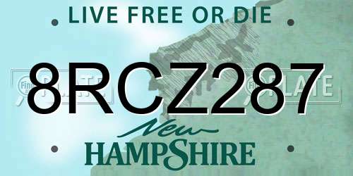 8RCZ287 New Hampshire License Plate