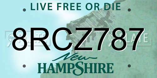8RCZ787 New Hampshire License Plate