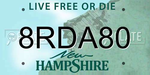8RDA80 New Hampshire License Plate