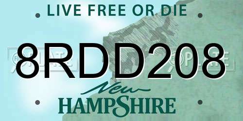 8RDD208 New Hampshire License Plate