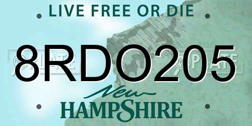 8RDO205 New Hampshire License Plate