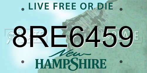 8RE6459 New Hampshire License Plate
