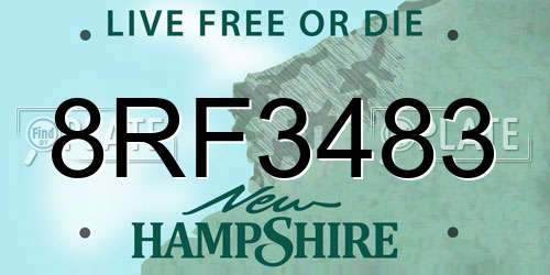 8RF3483 New Hampshire License Plate