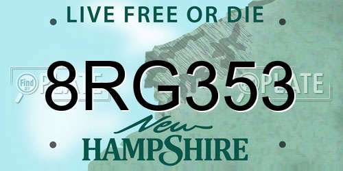 8RG353 New Hampshire License Plate