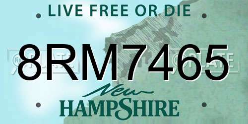 8RM7465 New Hampshire License Plate